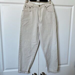 Vintage Spirit Denim Mom Jeans Womens High Rise Off White 90s Neutral Minimalist